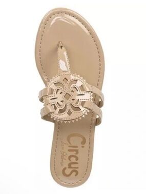 Circus by Sam Edelman Patent Taupe minimalist Slide Sandal